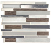 Smart Tiles Mosaik Series SM1050-4 Wall Tile, 11.27 in L Tile, 9.64 in W Tile, Straight Edge, Milano Argento Pattern